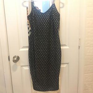 NWT River Island black & silver sparkle midi dress